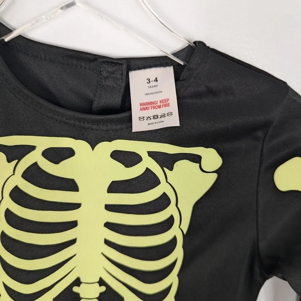 Halloween Glow In The Dark Skeleton Costume 3-4 Years